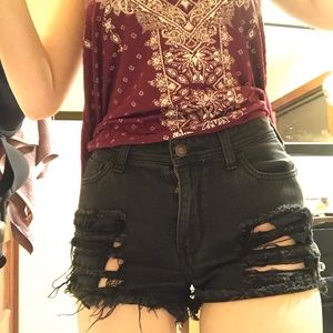 Hollister black denim shorts